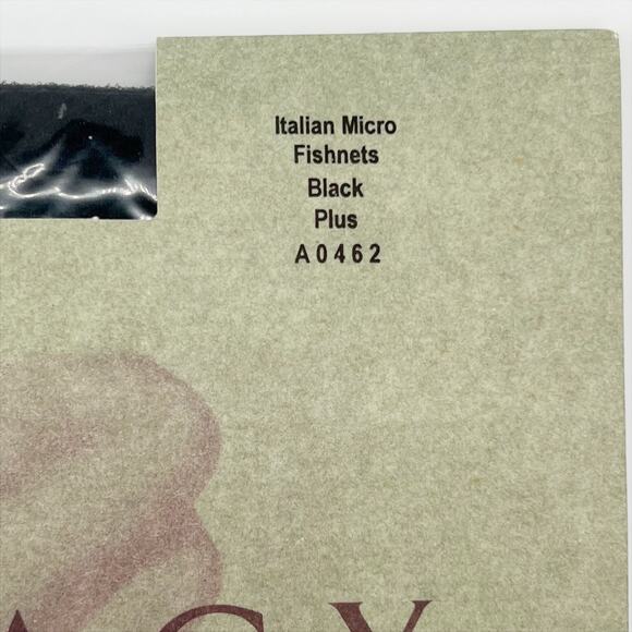 New Legacy Legwear Panty Hose Tights Italian Micro Fishnets in Black Size Plus - Picture 2 of 4